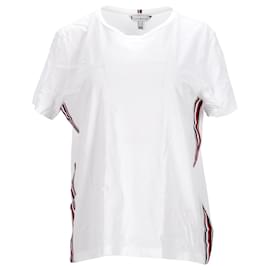 Tommy Hilfiger-Camiseta de puro algodón con cinta distintiva para mujer-Blanco