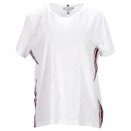 Tommy Hilfiger-Womens Signature Tape Pure Cotton T Shirt-White