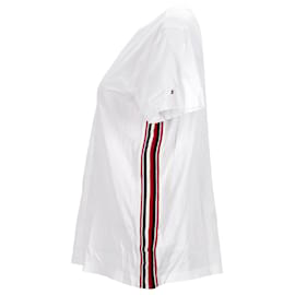 Tommy Hilfiger-Camiseta feminina de algodão puro com fita exclusiva-Branco
