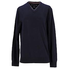 Tommy Hilfiger-Jersey de lana de cordero con cuello en V para hombre-Azul marino