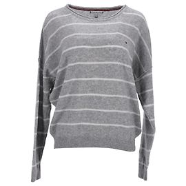 Tommy Hilfiger Damen-Pullover mit übergroßer Passform aus grauer Wolle Grau