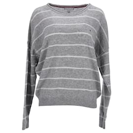 Tommy Hilfiger-Tommy Hilfiger Damen-Pullover mit übergroßer Passform aus grauer Wolle-Grau