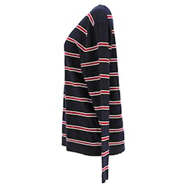 Tommy Hilfiger-Mens Stripe Cotton Silk Jumper-Navy blue