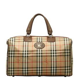 Burberry-Haymarket Check Travel Bag-Brown