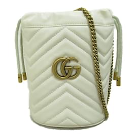 Gucci-Mini GG Marmont Matelassé Bucket Bag 575000-White