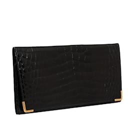 Gucci-Embossed Leather Bifold Long Wallet-Black