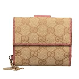 Gucci-GG Canvas French Purse 154183-Pink