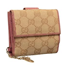 Gucci-GG Canvas French Purse 154183-Pink