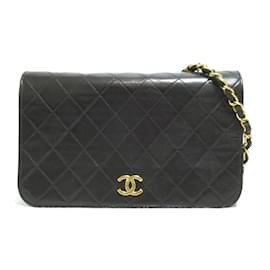 Chanel-Bolso bandolera CC acolchado con solapa completa-Negro
