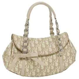 Christian Dior-Christian Dior Trotter Romantic Hand Bag PVC Leather Beige Auth 64055-Beige