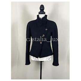Chanel-París / Chaqueta de tweed negra con botones joya Edinburgh CC-Negro