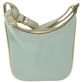 Gucci-GUCCI Sherry Line Shoulder Bag Canvas Beige Light Blue 005 0814 auth 64388-Beige,Light blue