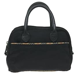 Burberry-BURBERRY Hand Bag Nylon Black Auth ti1471-Black