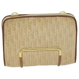 Christian Dior-Christian Dior Trotter Canvas Clutch Bag Beige Auth 64068-Beige