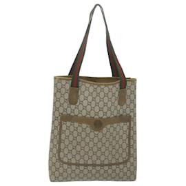 Gucci-GUCCI GG Plus Supreme Web Sherry Line Tote Bag Beige Rouge Vert Auth ti1464-Rouge,Beige,Vert