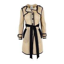 Moschino Mesh Belted Trench Coat Beige