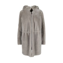 Abrigo de shearling de Emporio Armani con capucha Gris