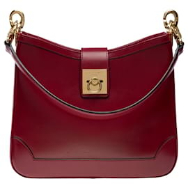 Céline-CELINE Bag in Burgundy Leather - 101711-Dark red