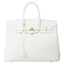 Hermès-Sac HERMES Birkin 35 en Cuir Blanc - 101737-Blanc