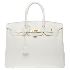 Hermès-Sac HERMES Birkin 35 en Cuir Blanc - 101737-Blanc