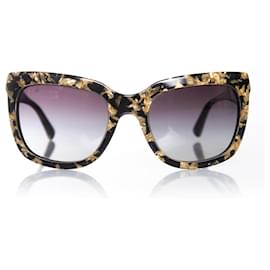 Dolce & Gabbana-DOLCE & GABBANA, Black and gold leaf sunglasses-Black