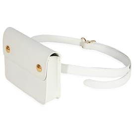 Hermès-Bolsa de cintura Hermes Branco Evergrain Pochette Ghw-Branco