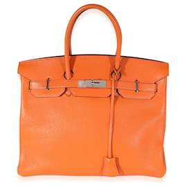 Hermès-Birkin Hermes Naranja Togo 35 PHW-Naranja