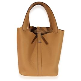 Hermès-Serrure Hermès Biscuit Clémence Picotin 22 PHW-Beige