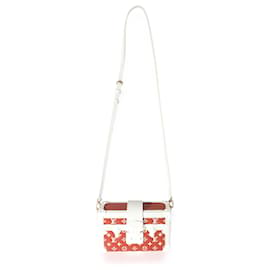 Louis Vuitton-Louis Vuitton Terracota e Monograma Branco Pele de Cordeiro em Relevo Petite Malle-Marrom,Branco