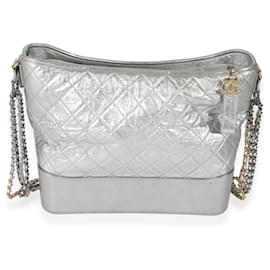 Chanel-Chanel Silver Quilted Aged calf leather Large Gabrielle Hobo-Other