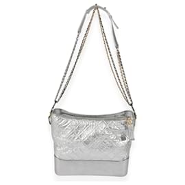 Chanel-Chanel Prata Acolchoado Couro de novilho envelhecido Grande Gabrielle Hobo-Outro