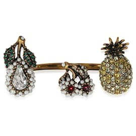 Gucci-Gucci Faux Pearl & Crystals Fruit Charms Between The Finger Ring-Other