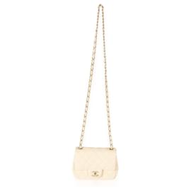 Chanel-Chanel beige gesteppte Lammleder Mini Square Classic Flap Bag-Beige