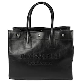 Saint Laurent-Petit sac cabas Rive Gauche en cuir noir Saint Laurent-Noir