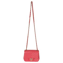 Chanel-Mini bolsa Chanel Chevron rosa de pele de cordeiro-Rosa