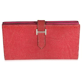 Hermès-Hermes Fuchsia Eidechse Classic Bearn Wallet Phw-Pink
