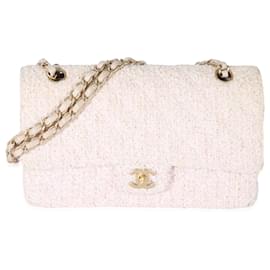 Chanel-Bolso con solapa forrado clásico mediano de tweed rosa Chanel-Rosa