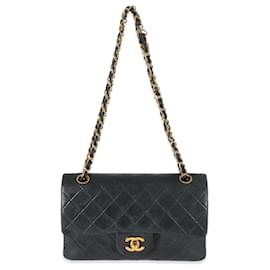 Chanel-Chanel Navy Quilted Lambskin Small Classic Double Flap Bag-Blue