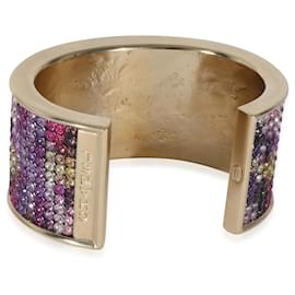 Chanel-Chanel 2015 Multi-Color Strass Wide Gold Plated Cuff Bracelet-Other