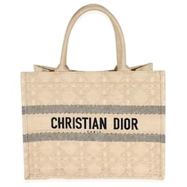 Christian Dior-Borsa a libro media Christian Dior Natural Cannage Rafia-Beige