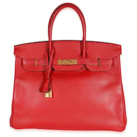 Hermès-Hermès Rouge Casaque Epsom Birkin 35 GHW-Rouge