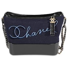 Chanel-Grande Gabrielle Hobo ricamato in lana blu navy di Chanel Paris-hamburg-Nero,Blu