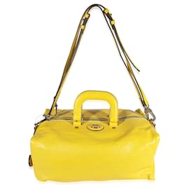 Gucci-Gucci Yellow Soft Crinkled Leather Convertible Backpack Satchel-Yellow