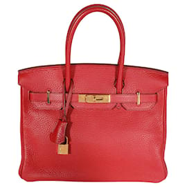 Hermès-Hermes Rouge Casaque Togo Birkin 30 GHW-Roja