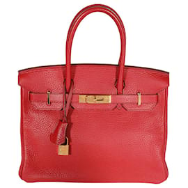 Hermès-Hermes Rouge Casaque Togo Birkin 30 GHW-Red