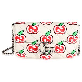 Bolsa Gucci Gg Maçã Branco Matelasse Super Mini Marmont Branco Multicor