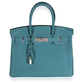 Hermès-Hermès Verso Vert Bosphore & Bleu Ocean Togo Birkin 30 PHW-Blue