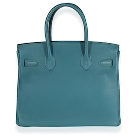 Hermès-Hermes Verso Vert Bosphore & Bleu Ocean Togo Birkin 30 PHW-Azul