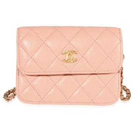 Chanel-Pochette Chanel Pearl Crush in pelle di agnello trapuntata arancione chiaro-Arancione