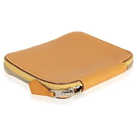 Hermès-Hermes Natural Vache Liegee Azap Compact Wallet Phw-Beige,Yellow